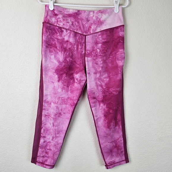 ZYIA Active Tie Dye Fuchsia Hendrix Mesh Light N Tight High Leggings Size 12 - Picture 2 of 14